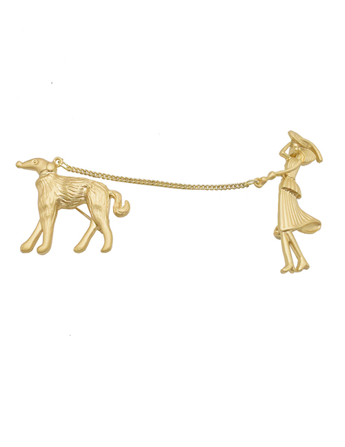 Fashion Gold Metal Dog Brooch