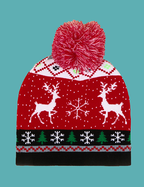 Fashion Red Christmas Printed Knitted Woolen Hat