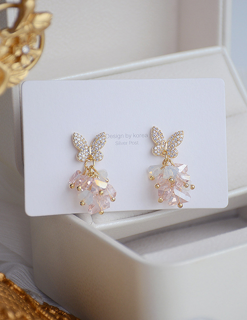Fashion Gold Color Crystal And Diamond Butterfly Earrings