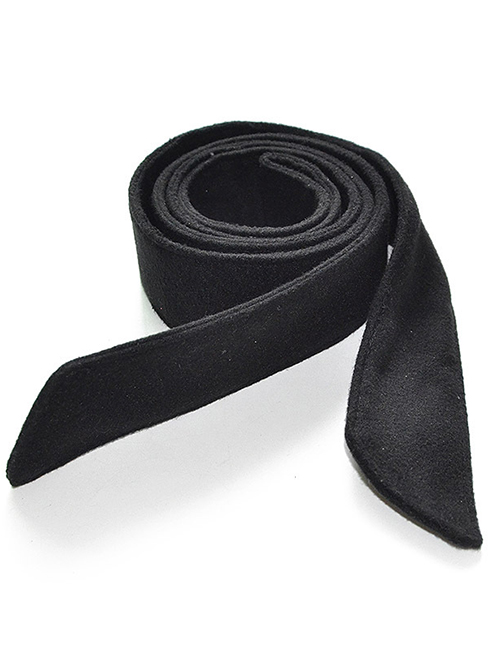 Fashion Black Velvet Cloth Tied With Wide Belt
