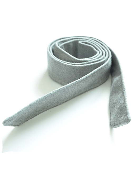 Fashion Grey Velvet Cloth Tied With Wide Belt