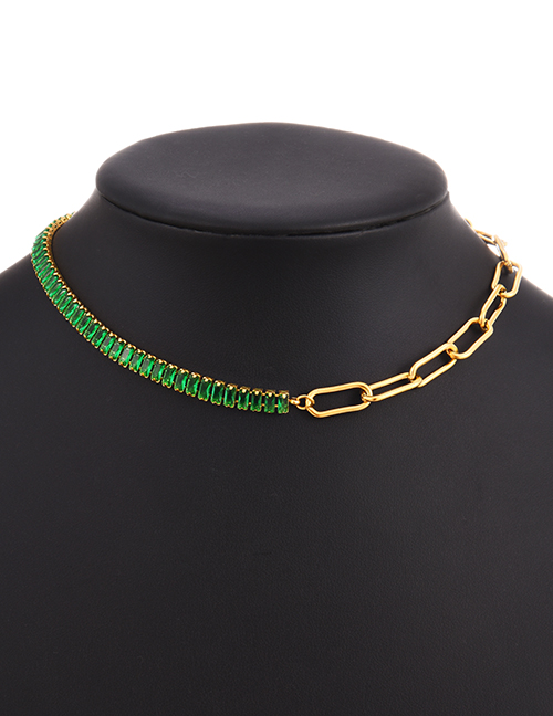 Fashion Green Stainless Steel Irregular Thick Chain Necklace