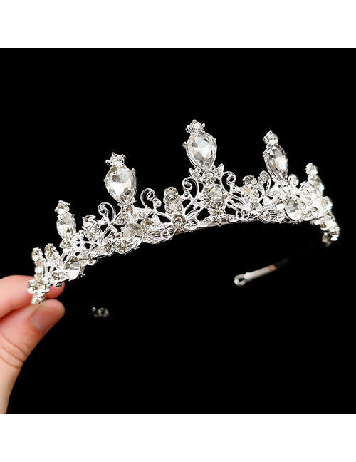 Fashion 21#silver Crown D Children's Diamond And Pearl Geometric Crown