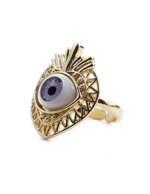 Fashion Purple Copper Inlaid Zirconium Eye Ring