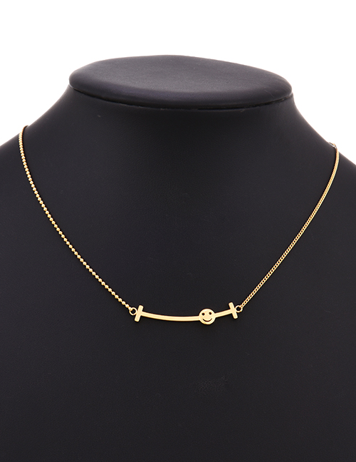 Fashion Gold Stainless Steel Smiley Irregular Necklace