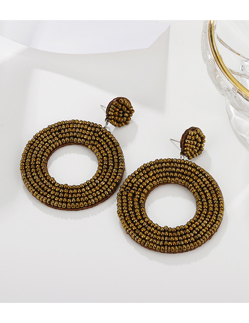 Fashion Gold Coloren Rice Bead Hollow Ring Earrings