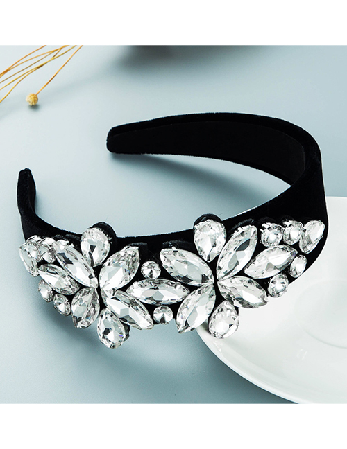 Fashion White Flannel Broad-brimmed Headband Inlaid With Gems