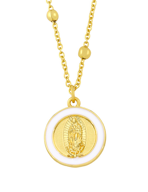 Fashion White Geometric Dripping Virgin Mary Necklace