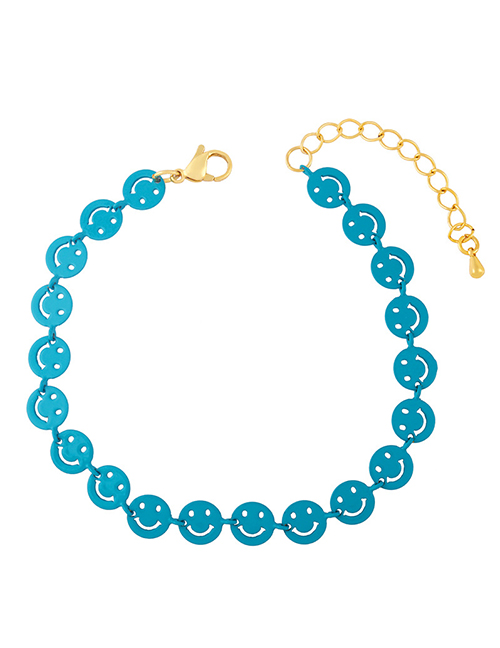 Fashion E (turquoise Green) Braided Brass Smiley Face Bracelet