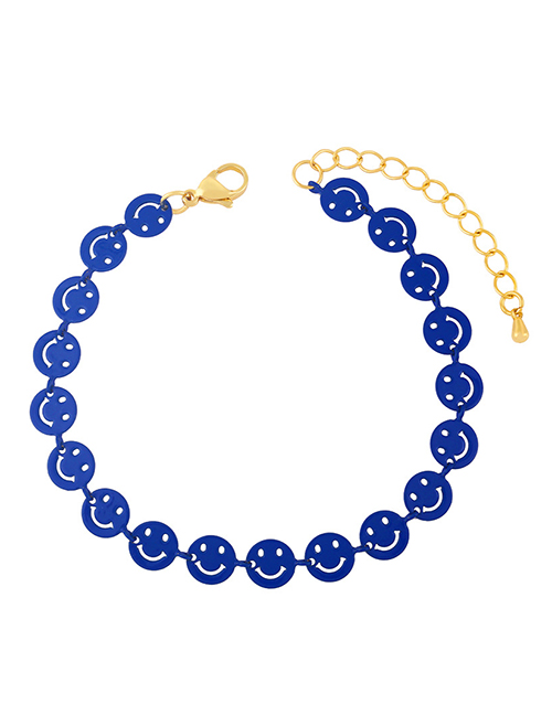 Fashion F (dark Blue) Braided Brass Smiley Face Bracelet