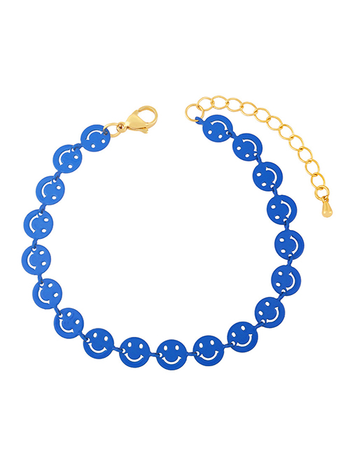 Fashion G (light Blue) Braided Brass Smiley Face Bracelet