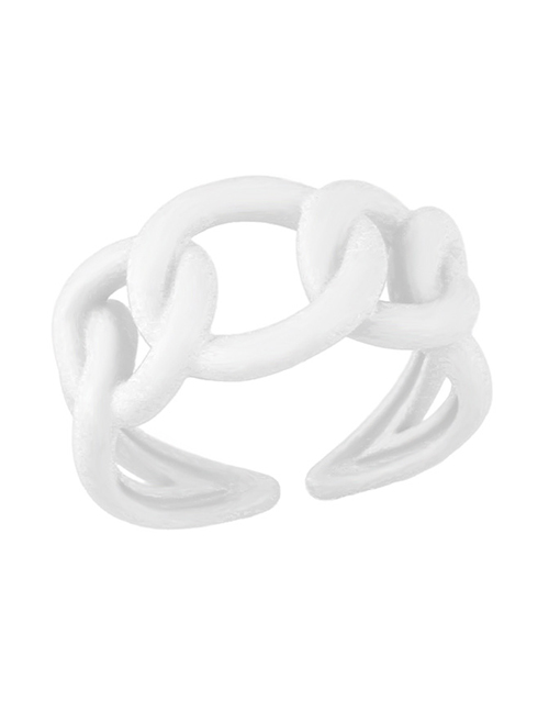 Fashion White Drop Oil Hollow Chain Ring