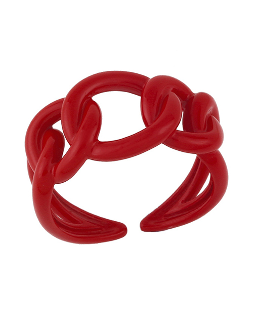 Fashion Red Drop Oil Hollow Chain Ring