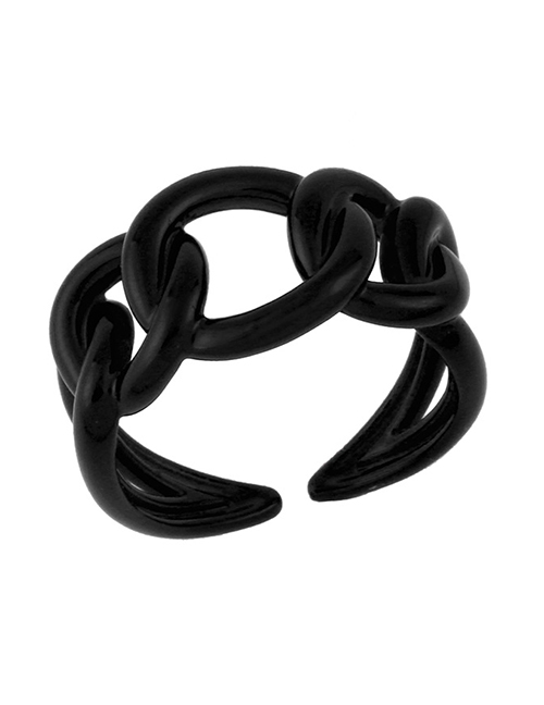 Fashion Black Drop Oil Hollow Chain Ring