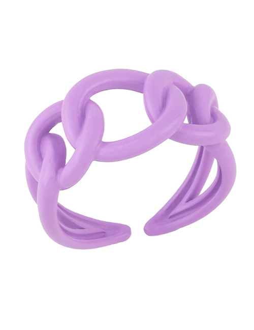 Fashion Light Purple Drop Oil Hollow Chain Ring