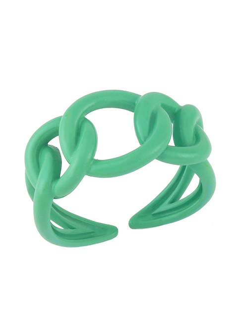 Fashion Light Green Drop Oil Hollow Chain Ring