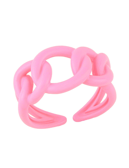 Fashion Pink Drop Oil Hollow Chain Ring