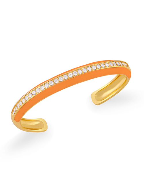 Fashion Orange Copper Inlaid Zirconium Dripping Open Bracelet