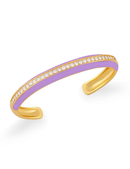 Fashion Purple Copper Inlaid Zirconium Dripping Open Bracelet