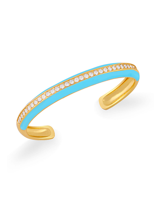 Fashion Light Blue Copper Inlaid Zirconium Dripping Open Bracelet