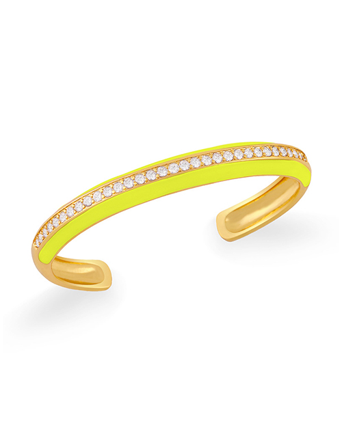 Fashion Yellow Copper Inlaid Zirconium Dripping Open Bracelet
