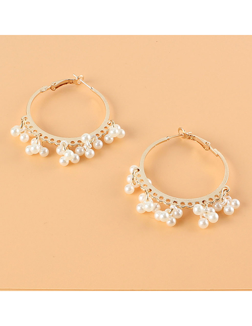 Fashion Gold Color Pearl Woven Ring Earrings
