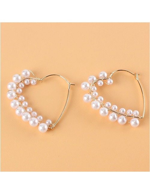 Fashion Gold Color Geometric Love Pearl Earrings