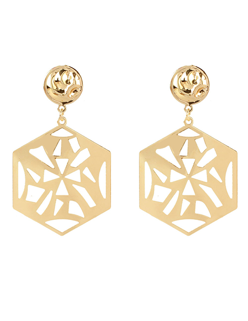Fashion Gold Color Alloy Hollow Polygon Earrings