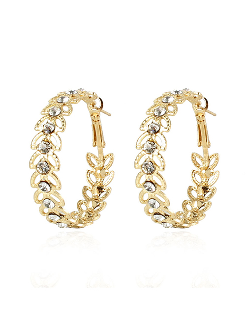 Fashion Gold Color Alloy Diamond C-shaped Earrings