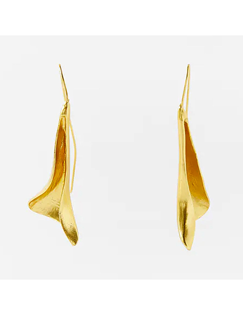 Fashion Gold Color Alloy Three-dimensional Leaf Earrings