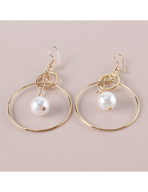 Fashion Gold Color Geometric Pearl Ring Earrings