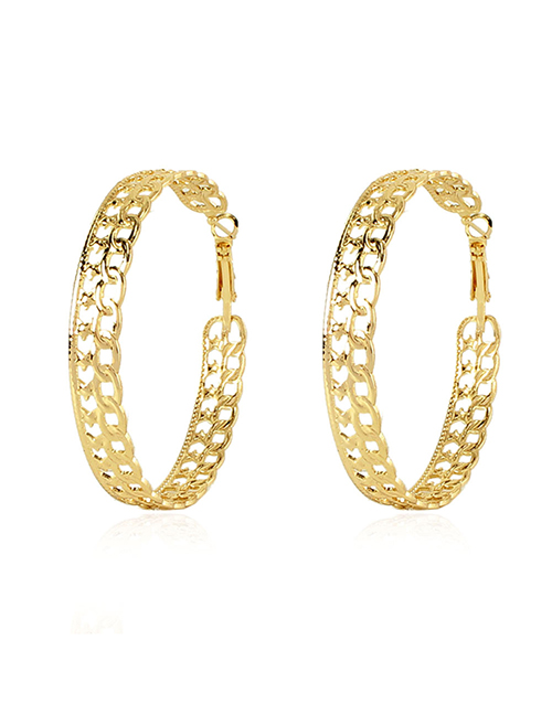 Fashion Gold Color Alloy Geometric Hollow Chain Earrings