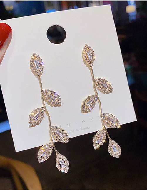 Fashion Gold Color Alloy Diamond Branch Earrings