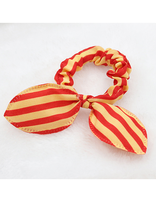 Fashion 8351 Red Rice Stripe Polka Dot Bunny Ears Folded Hair Tie