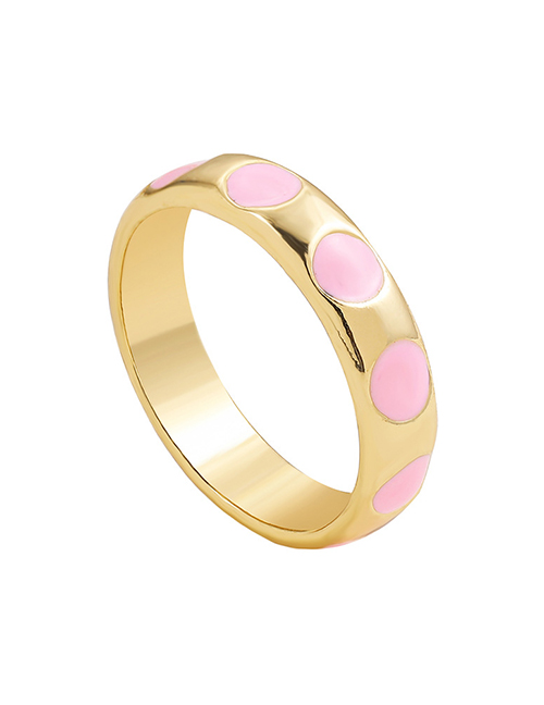 Fashion Pink Alloy Drip Oil Round Ring