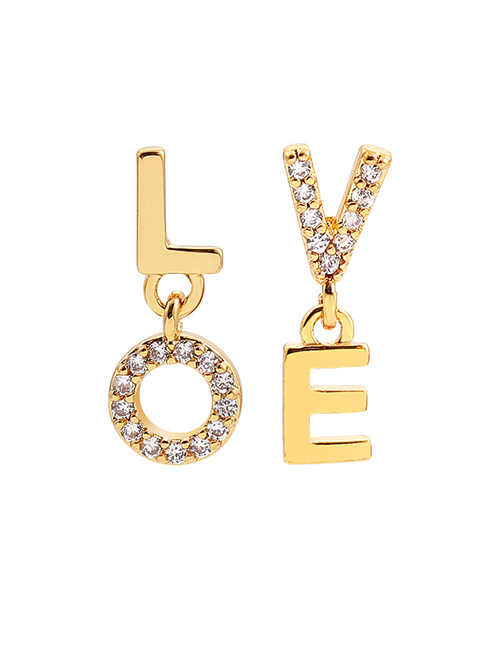Fashion Gold Color Gold-plated And Zirconium Letter Earrings