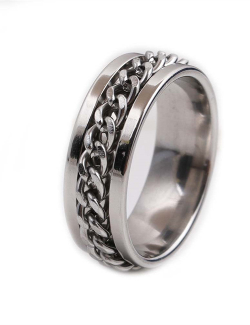 Fashion Steel Color Stainless Steel Chain Ring
