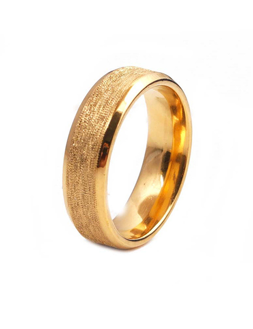 Fashion Gold Color Stainless Steel Frosted Wide Brim Ring
