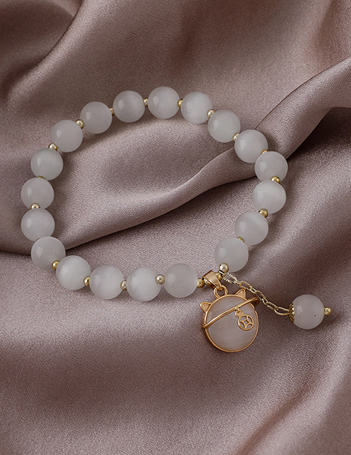 White Opal Beaded Bracelet