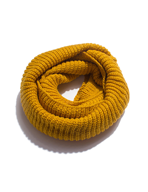 Fashion Yellow Wool Knitted Pullover Scarf