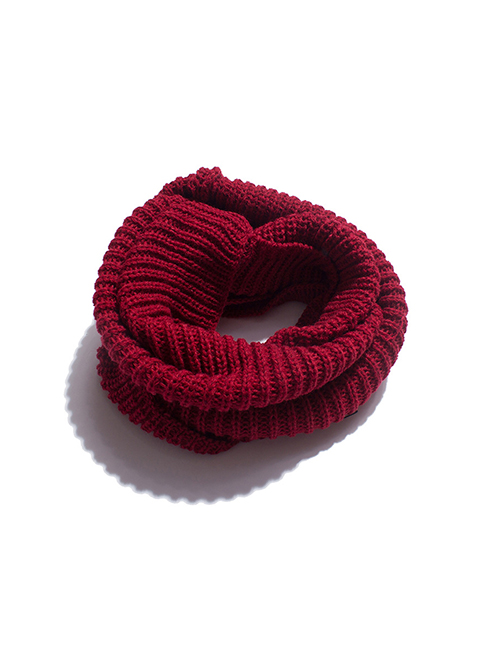 Fashion Maroon Wool Knitted Pullover Scarf