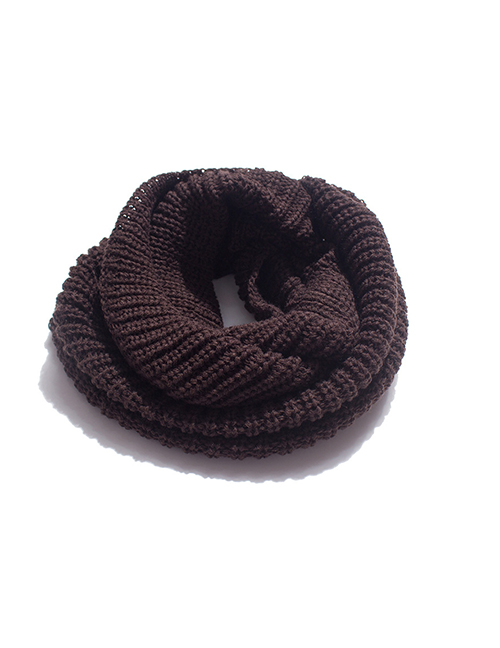 Fashion Brown Wool Knitted Pullover Scarf