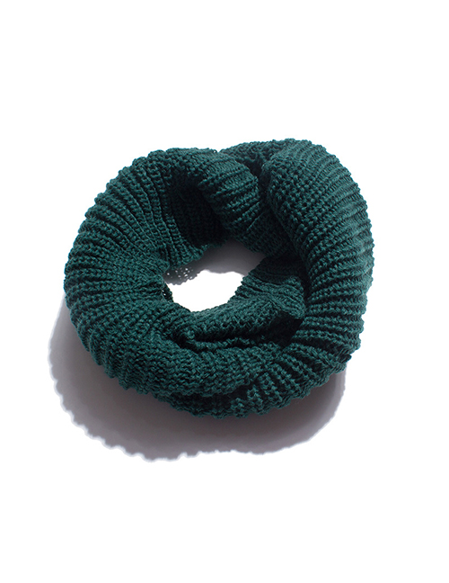Fashion Dark Green Wool Knitted Pullover Scarf
