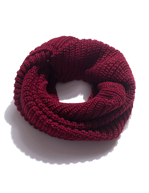 Fashion Red Wine Wool Knitted Pullover Scarf