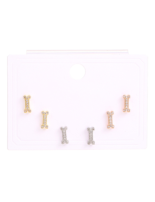 Fashion Bone Copper Inlaid Zirconium Bone Earring Set
