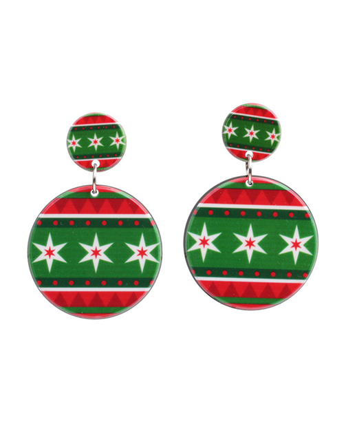 Fashion Green 3 Stars Christmas Acrylic Snowman Snowflake Earrings