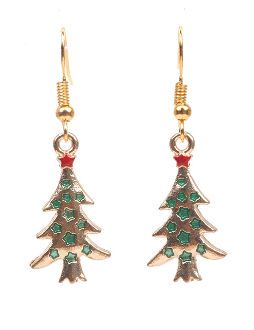 Fashion Christmas Tree 3 Alloy Oil Drop Christmas Tree Earrings