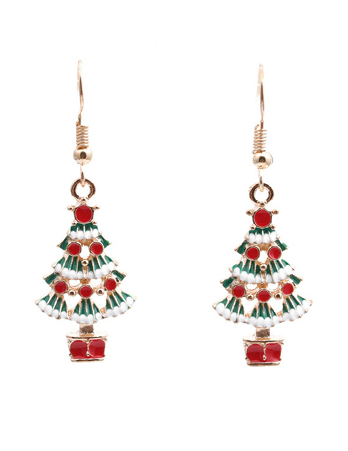 Fashion Christmas Tree Earrings Christmas Base Oil Christmas Tree Earrings