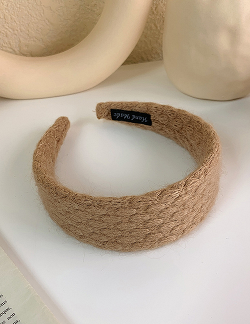 Khaki Wool Knit Broad-brimmed Headband