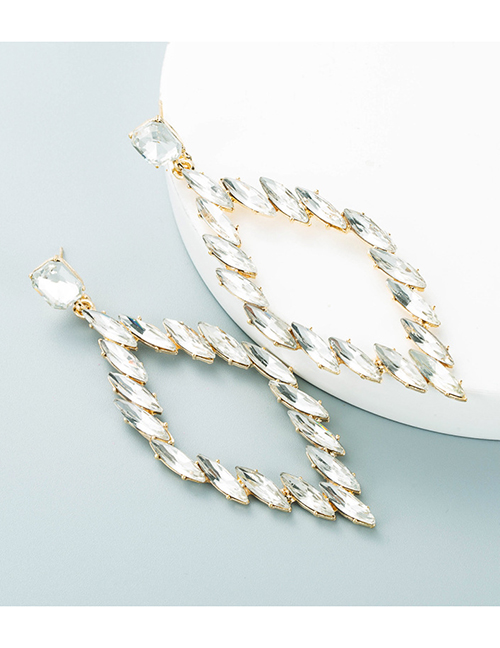 Fashion White Alloy Geometric Diamond Rhinestone Stud Earrings